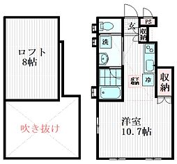 アマランタイン自由が丘 1階ワンルームの間取り