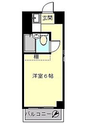 東京メトロ丸ノ内線 新宿御苑前駅 徒歩9分の賃貸マンション 3階ワンルームの間取り