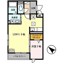 アベニール千里 1LDKの間取図画像