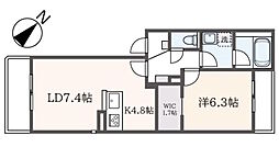 ORIENTALリーク 1LDKの間取図画像