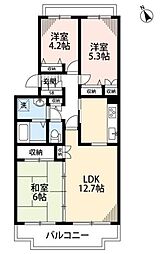 パークヒル飯山満 3号棟 2階3LDKの間取り