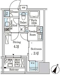 PARKAXIS神保町 1DKの間取図画像