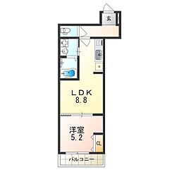 南海高野線 我孫子前駅 徒歩7分の賃貸アパート 2階1LDKの間取り