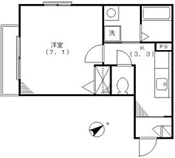 ハイツサンメリー 1Kの間取図画像