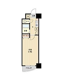 ラドゥーセル宮町 1Kの間取図画像