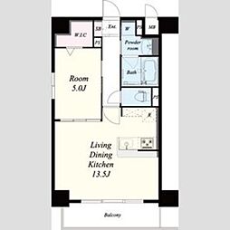 神戸高速南北線 新開地駅 徒歩6分の賃貸マンション 6階1LDKの間取り