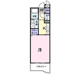 ベルフローレ 1Kの間取図画像