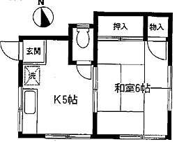 山口荘 1階1Kの間取り