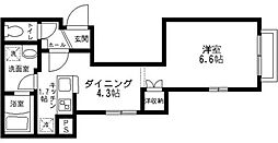 ディアコート 2階1DKの間取り
