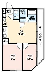 エクセラン竹ノ塚 3階2DKの間取り