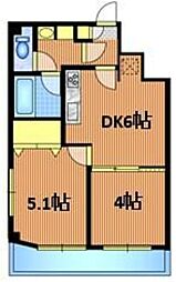 千代田マンション浜田山 2DKの間取図画像