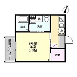 ベイルーム海老名モンド 1Kの間取図画像