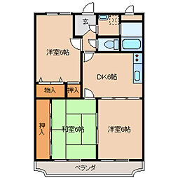 レジデンス醇 3階3DKの間取り