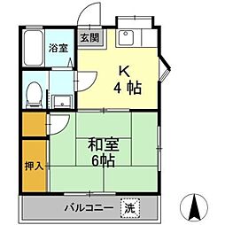 メゾンヒロ 1Kの間取図画像