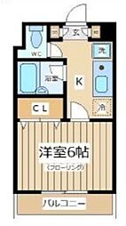 サン・パラッツオ弐番館 1Kの間取図画像