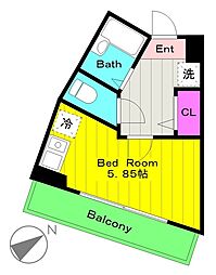 フォセット ワンルームの間取図画像