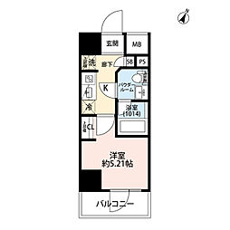 プレール・ドゥーク川口並木 1Kの間取図画像