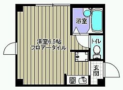 ピュア四谷 3階ワンルームの間取り