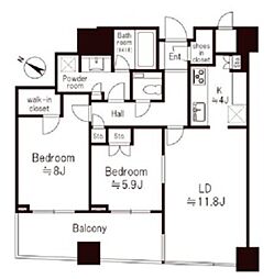 パークコート赤坂ザタワー 2LDKの間取図画像