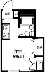 第2三誠ビル ワンルームの間取図画像
