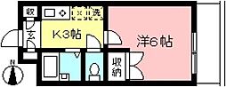 エスポワールオオハラ 1Kの間取図画像