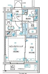 ベルシード王子神谷 2階1LDKの間取り