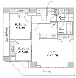 ルミーク大山 7階2LDKの間取り