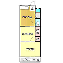 西泉荘 2DKの間取図画像
