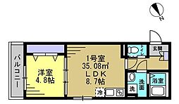千葉市中央区登戸4丁目アパート 1LDKの間取図画像