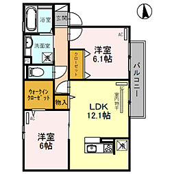 ディアコート 2LDKの間取図画像