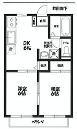 フラワーヒル東大宮B棟 2DKの間取図画像