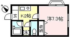 ベルドールA 1Kの間取図画像