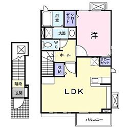 ブライトン ハウス 2階1LDKの間取り