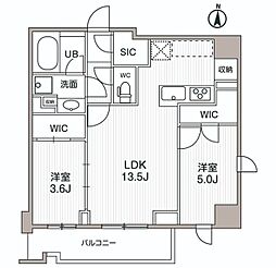 シーズンフラッツ両国サウス 8階2LDKの間取り
