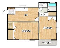 ローズ桜台 2DKの間取図画像