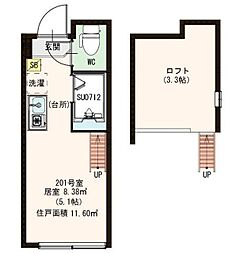 ハーモニーテラス前野町3 ワンルームの間取図画像