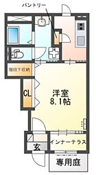 阪急伊丹線 伊丹駅 徒歩14分の賃貸アパート 1階1Kの間取り