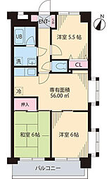 コーポ双葉 3DKの間取図画像