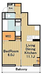 サンパティーク矢部 3階1LDKの間取り