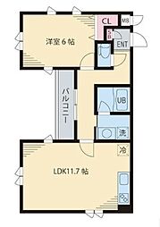 CoCo Terrace 2階1LDKの間取り