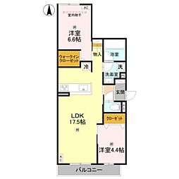エクレール沢ノ町 2LDKの間取図画像