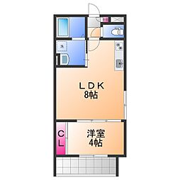 TIO岸和田 1LDKの間取図画像