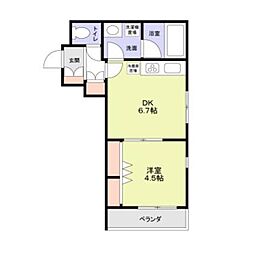 モンレーヴ本駒込 2階1DKの間取り