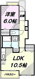 ヴィラ・プリムローズ 1階1LDKの間取り