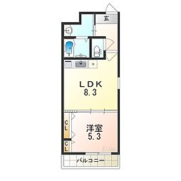 フジパレス浜寺石津2番館 1LDKの間取図画像
