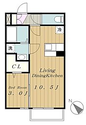 アマービリス 2階1LDKの間取り