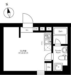 京急本線 梅屋敷駅 徒歩10分の賃貸マンション 5階ワンルームの間取り