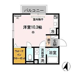 パーチェ寿 ワンルームの間取図画像