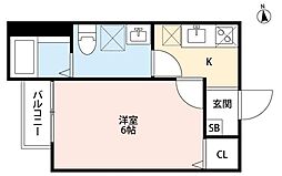 THEHOUSE船橋前原 1Kの間取図画像