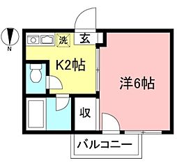 ドミールＣ 1階1Kの間取り